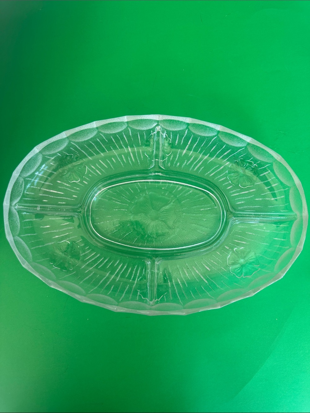 Vintage Clear Glass Divided Serving Platter